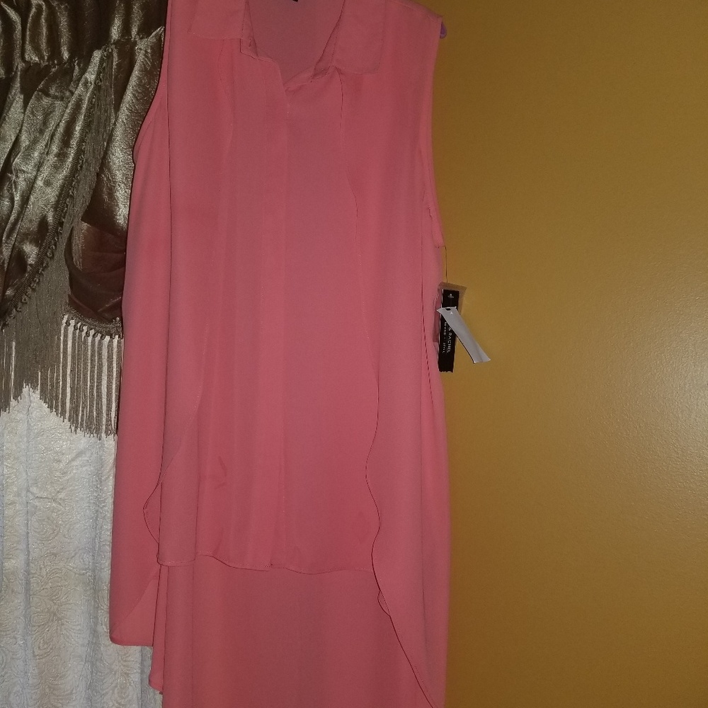 Coral high low blouse